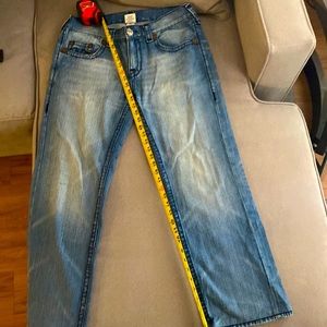 True Religion jeans size 34 waist and hemmed professionally to 28”.